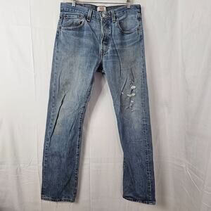 Levis 501 Jeans Mens Tag 33x33 Act 32x32 2000 Y2K Button Fly Straight Distressed